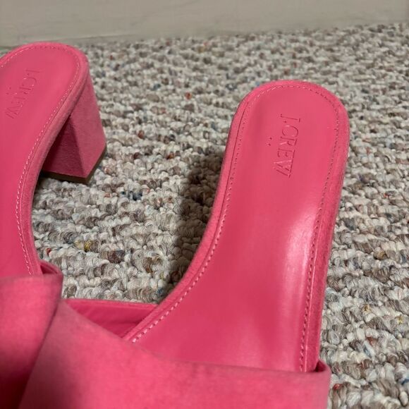 J. Crew Pink Block Heel Suede Sandals Slides- Size 9.5 - Picture 6 of 9